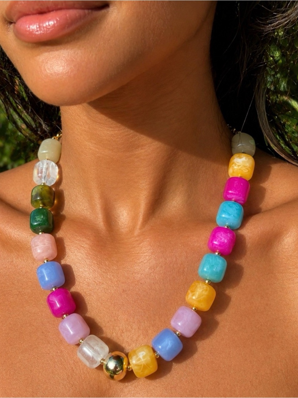 Multicolor Chunky Bead
Necklace - Colorful Statement
Jewelry